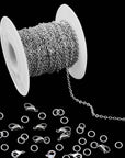 33 Feet Stainless Steel Jewelry Chains for Jewelry Making Silver Chain Roll with 40 Pieces Open Jump Rings & 20 Pieces Lobster Clasps Silver Necklace Link Cable Chains Jewelry DIY Accessories (2.0Mm)
