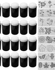 20Pcs Finger Sponge Daubers, Finger Painting Sponge with 8Pcs Flower Stencil Templates for Arts and Craft Painting Projects-Daubers for Stamping, Drawing, Ink, Card Making