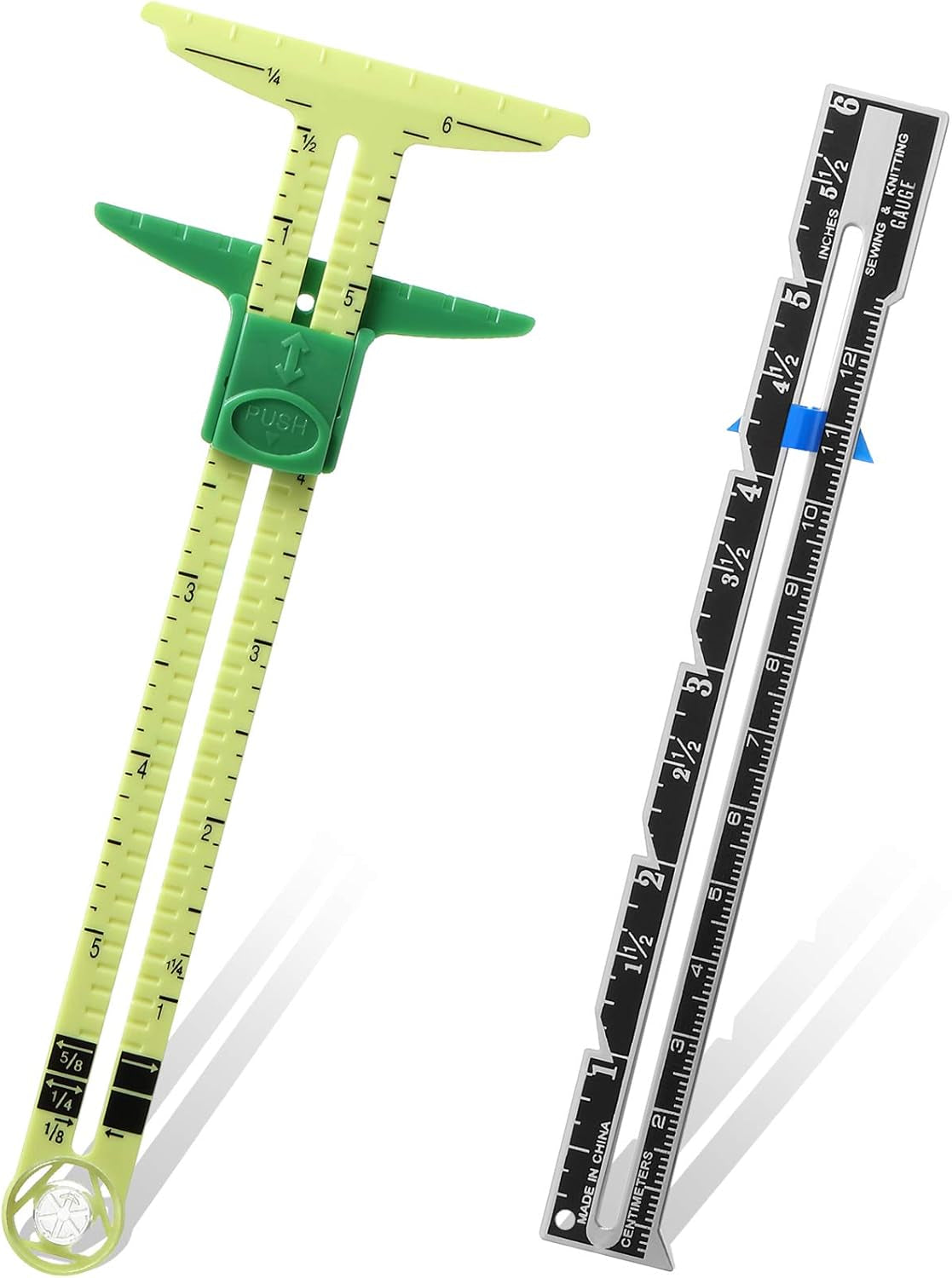 Sewing Gauge Sewing Measuring Tool, 5-In-1 Sliding Gauge Measuring Sewing Ruler Tool Fabric Quilting Ruler for Knitting Crafting Sewing Beginner Supplies (4 Pieces)