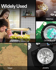 30X Rechargeable Loupe Magnifier with White LED Light and UV Light, Portable Magnifying Glass with Optical Glass Lens & Scale for Jewelry, Textile, Gems, Stamps, Coins and Plants