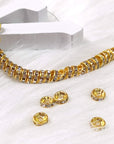 200Pcs Rondelle Spacer Beads Bright Silver Crystal Rondelle Spacer Beads for Jewelry Making (8Mm Gold Plated)