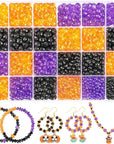 Halloween Beads, 1560Pcs Halloween Acrylic Crystal Beads Loose Spacers Craft Beads for Bracelet Jewelry Making Supplies, 4Mm 6Mm 8Mm (Orange,Purple,Black)
