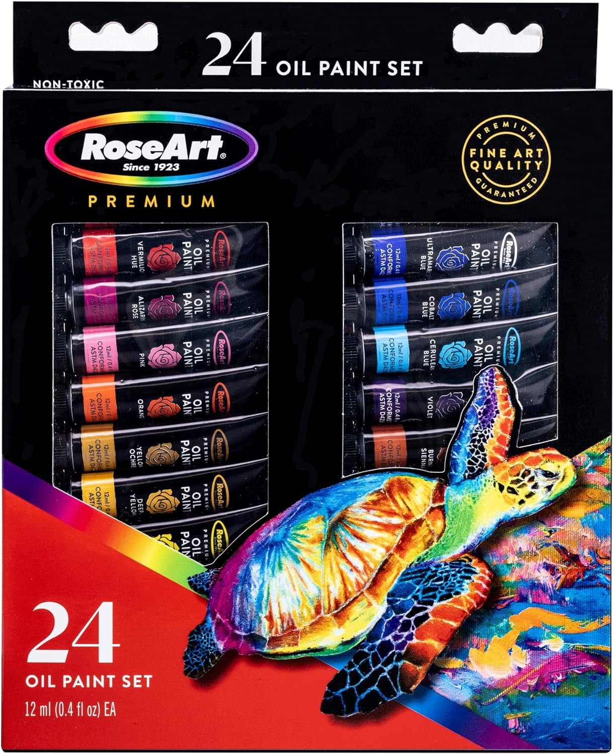 Premium Oil Paint - Set 12 Colors, Maximum Strength Pigmented Oil Paints for Professionals, Students,