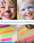 10 Color Glow in the Dark Face Paint,Uv and Black Light Neon Face and Body Painting Set Mardi Gras Halloween Masquerade Black Light Birthday Party Masquerade Party Supplies (10 COLORS)