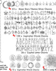 469 Pieces Bangles Making Kit, 10 Pieces round Link Chain Bracelets with OT Toggle Clasp, 159 Pieces Moon Stars Tibetan Silver Charms and 300 Pieces Open Jump Ring for Jewelry Making
