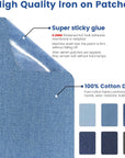 30-Piece Iron on Patches for Jeans, Denim Patches for inside Jeans Pure Cotton, 6 Shades of Blue Iron on Jean Patches for inside Jeans & Clothing Repair, Size 3"X4-1/4"(7.6Cm X 10.8Cm)
