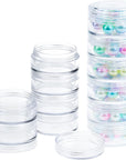 6 Sets 6 Layer Stackable Plastic Containers, 10G/10ML Clear Cosmetic Storage Box round Organizer Jars for Beads, Buttons, Small Jewelry Findings