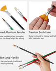ARTIFY 41 Pieces Long Handle Paint Brushes, Expert Series, Hog Bristle, Horse Hair and Nylon Hairs Art Set Includes a Carrying Canvas Roll, for Acrylic, Oil, Watercolor and Gouache