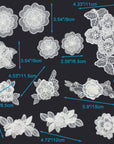 12 Pieces Flower Lace Embroidered Applique 3D Floral Sew on Patches for Clothes Repairing Decorating Wedding Dress DIY Sewing Craft (White)