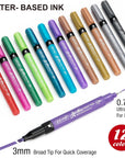 Acrylic Paint Pen, Needle Extra Fine and Chisel Point, 12 Metallic Colors, Waterproof Ink, Works on Rock, Wood, Glass, Metal, Ceramic and More