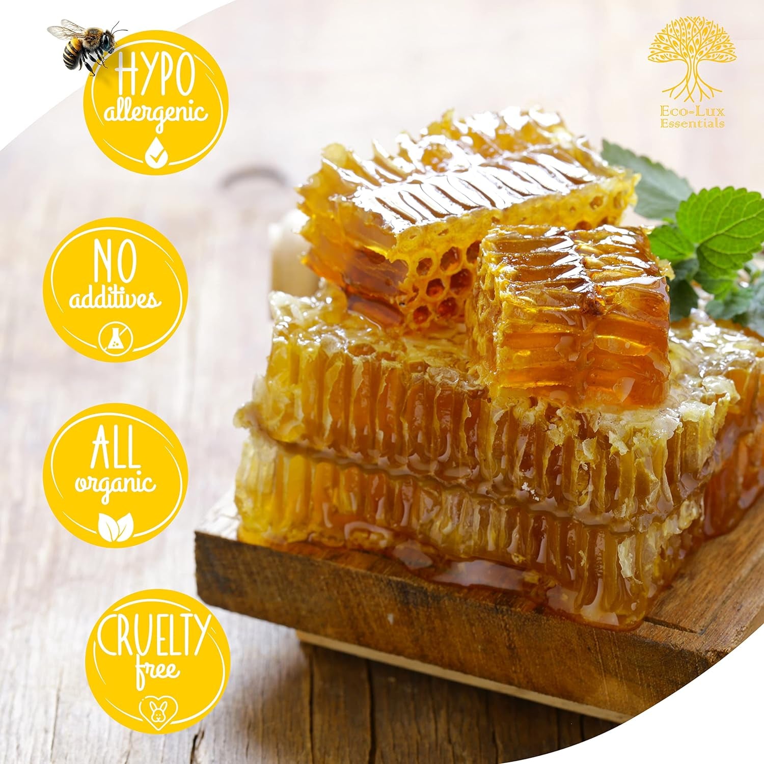 Eco Lux 8 Yellow Beeswax Blocks 100% Pure Natural Organic Bees Wax 6.5 ...