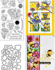 Bees and Strawberries and Sunflowers Stamps and Dies Set for Card Making,Clear Stamps and Metal Cutting Dies Sets for Scrapbooking DIY Album Card Making Supplies