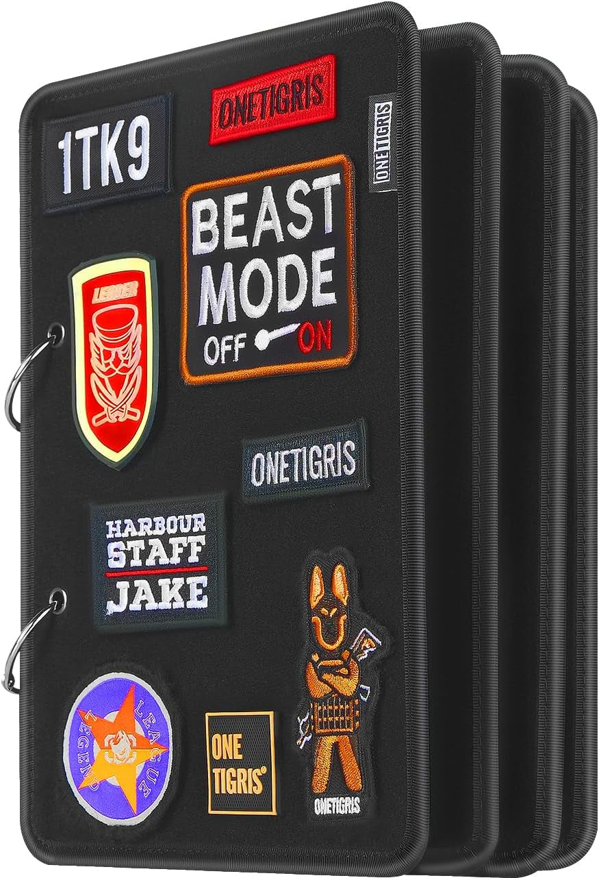 Patch Display Board, Flip-Page Patch Book with Metal Removable Ring Binders, Tactical Patches Booklet Organizer for Patch, Military Patch Collections(No Patches Included), Coyote Brown