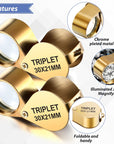 3 Pieces Magnifying Glass 30X 40X 60X Jewelers Loupe Illuminated Jewelers Eye Loupe Foldable Loupe Magnifier with Light Diamond Magnifying Glass for Gems Jewelry Coins Stamps Watches