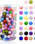 300Pcs 15Mm Silicone Beads, 30 Mixed Silicone Beads Bulk round Silicone Beads for Keychain Making Kit Rubber Silicone Focal Beads Loose Beads for Necklace Bracelet Lanyard Making (15Mm-300Pc)