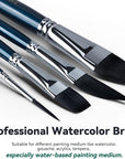 10Pcs Natural Watercolor Paint Brush Set Professional for Watercolor Acrylic Ink Gouache Tempera Blue Color