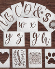 6 Inch Large Letter Stencils for Painting on Wood, Canvas & More - 55 Reusable Calligraphy Alphabet Stencils, Numbers, Mandala Designs - Farmhouse and Welcome Signs, Holidays, Craft Projects