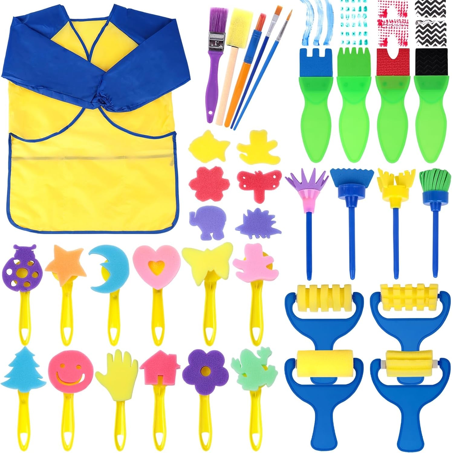 Painting Brushes, 45PCS Kids All Purpose Paint Supplies Include Paint Cups with Lids Palette Tray Multi Sizes Paint Brush Set for Kids Gifts School Prizes Art Party