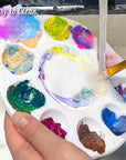 Paint Brushes & round Paint Palette Set, Paintbrushes, Synthetic Paint Brush, Brushes for Painting, Plastic Paint Tray Palettes, Paint Brushes for Acrylic Painting, Watercolor, Rock Painting