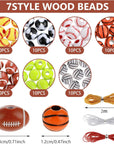 70Pcs Sports Beads, 12Mm Basketball Baseball Volleyball Football Tennis Softball Beads, Acrylic Beads for Crafts Bracelets Necklace Pendants(7 Styles 10Pcs Each)