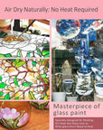 Stain Glass Paint Kit with 12 Colors, 3 Nylon Brushes, 1 Palette, Permanent Acrylic Enamel Painting Set to Create Translucent Arts on Transparent Wine Glasses, Enamel, Window and Glass