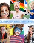 42 Pcs Face Paint Stencils Kits Includes 28 Reusable Facial Painting Stencils with 4 Stickers 10 Painting Brushes Plastic Tattoo Painting Templates for Kids Halloween Party Makeup (Fresh Style)
