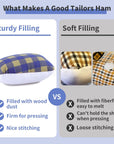 Tailors Ham, Pressing Tool for Ironing, Sewing Ham for Dart, Sleeve, Curved Seam (Blue and Yellow Plaid)