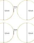 4 Pack 12 Inch Large Metal Floral Hoop Rings Wreath Macrame Gold Craft Hoop Ring for Making Wedding and Wreath Decor, DIY Dream Catcher and Wall Hanging Crafts