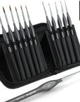 11 Pack Miniature Painting Set, Kolinsky Sable Fine Detail Paint Brushes for Models, Watercolor, Acrylic Oil, Ceramic, Face, Citadel, Art Figure Paint by Number - Thin Artist Kit Nylon Holder