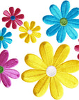 Multicolor Daisy Flowers Applique Clothing Iron on Patches, 8Pc, Sizes Vary