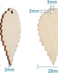 100-Piece Natural Unfinished Blank Wooden Leaf Flat Pendants Antiquewhite 1.96X1.02 Inch