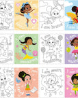 6 Pieces Black Girl Pre Drawn Canvas for Painting 8 X 10 Inch Pre Drawn Stretched Canvas Stretched Outline Canvas Sip and Paint Kit for Adults Kids Paint Birthday Gifts