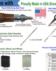 Repair Stitch Tool | Made in USA | Sewing Awl for Bounce Houses, Inflatables, Leather, Thick Fabric, Shoes, Bags, Belt, Upholstery Repair Kit & Crafts Leather, Tarp Stitching. Professional Heavy Duty