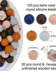 120 PCS Silicone Beads 15Mm Kit, Silicone Beads for Keychain Making, Silicone Beads for Pens, Rubber Beads for Lanyards Making (Brave)