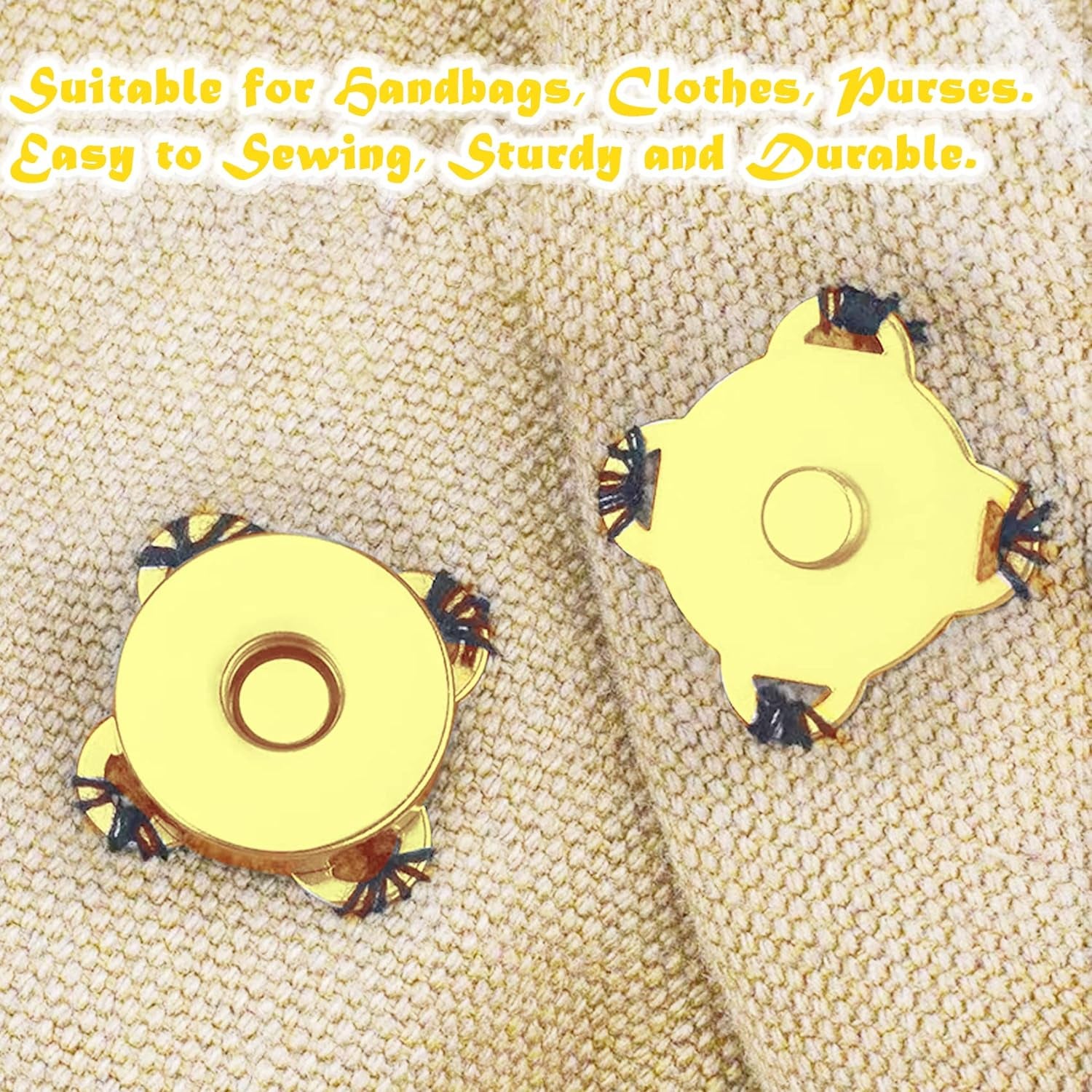 Magnetic Snaps Buttons, Plum Magnetic Snap Closures for Purses Handbags Clothes Bags Scrapbook, 15Mm Magnet Button Closure Fastener for Sewing DIY Craft (Gold)