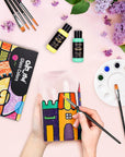 Stain Glass Paint Set with 6 Brushes, 1 Palette & 1 Sponge, 26 Colors Waterproof Permanent Glass Painting Kit for Arts on Wine Glasses,Bottle and Windows