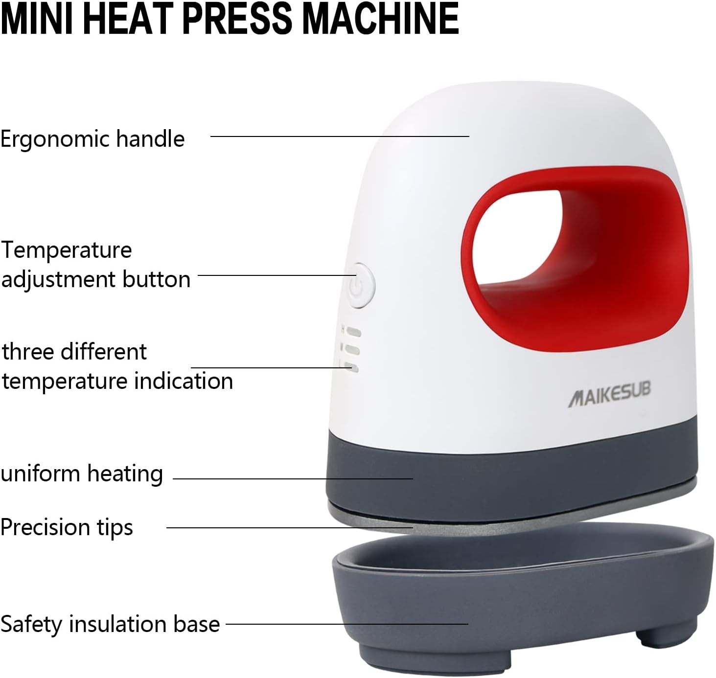 Mini Heat Press Machine Easy to Use for T Shirts Shoes Hats Small HTV Iron on Vinyl Projects Portable Heating Transfer Iron Red