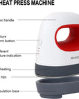 Mini Heat Press Machine Easy to Use for T Shirts Shoes Hats Small HTV Iron on Vinyl Projects Portable Heating Transfer Iron Red
