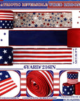 3 Rolls Red White and Blue Patriotic Ribbons Double Sided 4Th of July Ribbon 18 Yards Patriotic 2.5 Inch Burlap Wired Edge Ribbon Independence Day Decorative Ribbon for Bows Wreath Memorial