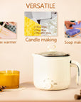 Wax Melter for Candle Making 1.8L/60Oz Electric Wax Melter with Pouring Spout Included - Wicks, Wick Stickers, Centering Device, Stirring Spoon