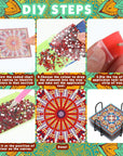 8 Pcs Diamond Coasters Diamond Painting Coasters DIY Mandala Coasters with Holder Square Boho Paisley Diamond Art Coasters 5D Diamond Painting Kits for Beginners Adults Kids Craft