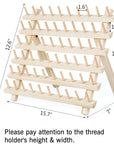 60 Spool Sewing Thread Rack with Hanging Hook, Wall Mounted Wooden Thread Holder Organizer for Embroidery, Hair Braiding, Sewing