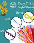 100 Pc. Pipe Cleaner 10 Assorted Colors Chenille Stems, Pipe Cleaners Craft, Fuzzy Sticks Great Craft Supplies DIY Art & Craft Projects| 6”