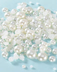 Half Pearl Beads 115Pcs 3 Sizes Half Flatback round Pearl Bead Loose Beads 8Mm/10Mm/12Mm for DIY Crafts (Ivory)