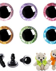 120Pcs 16Mm 3D Glitter Plastic Safety Eyes for Amigurumi Trapezoid Craft Crochet Doll Eyes with Washers Stuffed Animal Eyes for DIY of Puppet, Bear Plush Animal(6 Colors)