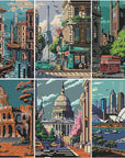 6 Pack Landscape Diamond Painting Kits for Adults and Beginners,World Famous Scenic Spots Diamond Art Kits for Adults,Diy Full Drill City Diamond Dots Gem Art for Home Wall Art Decor 12X16Inch