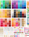 Clay Bead Bracelet Making Kit, 18000Pcs 150 Colors Flat Polymer Clay Beads Heishi Beads for Jewelry Making with Preppy Beads Letter Beads Charm Space Beads and Elastic Strings