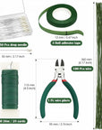 Floral Tape and Floral Wire, Floral Arrangement Kit with Green Floral Tape and Floral Wire, Boutonniere Flower Pin, Wire Cutter for Wreath Making Supplies