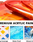Acrylic Paint, 18 Colors Acrylic Paint Pouches (120Ml/4.06Oz), Artist Grade Acrylic Paint Set, Rich Pigments, Non-Toxic for Artists, Beginners and Kids on Rocks Crafts Canvas Wood Ceramic