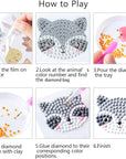 24Pcs Animal Diamond Stickers for Kids, Beginner Friendly Gem Art Kits, Complete Craft Set with Tools, Gift for Birthdays, Holidays